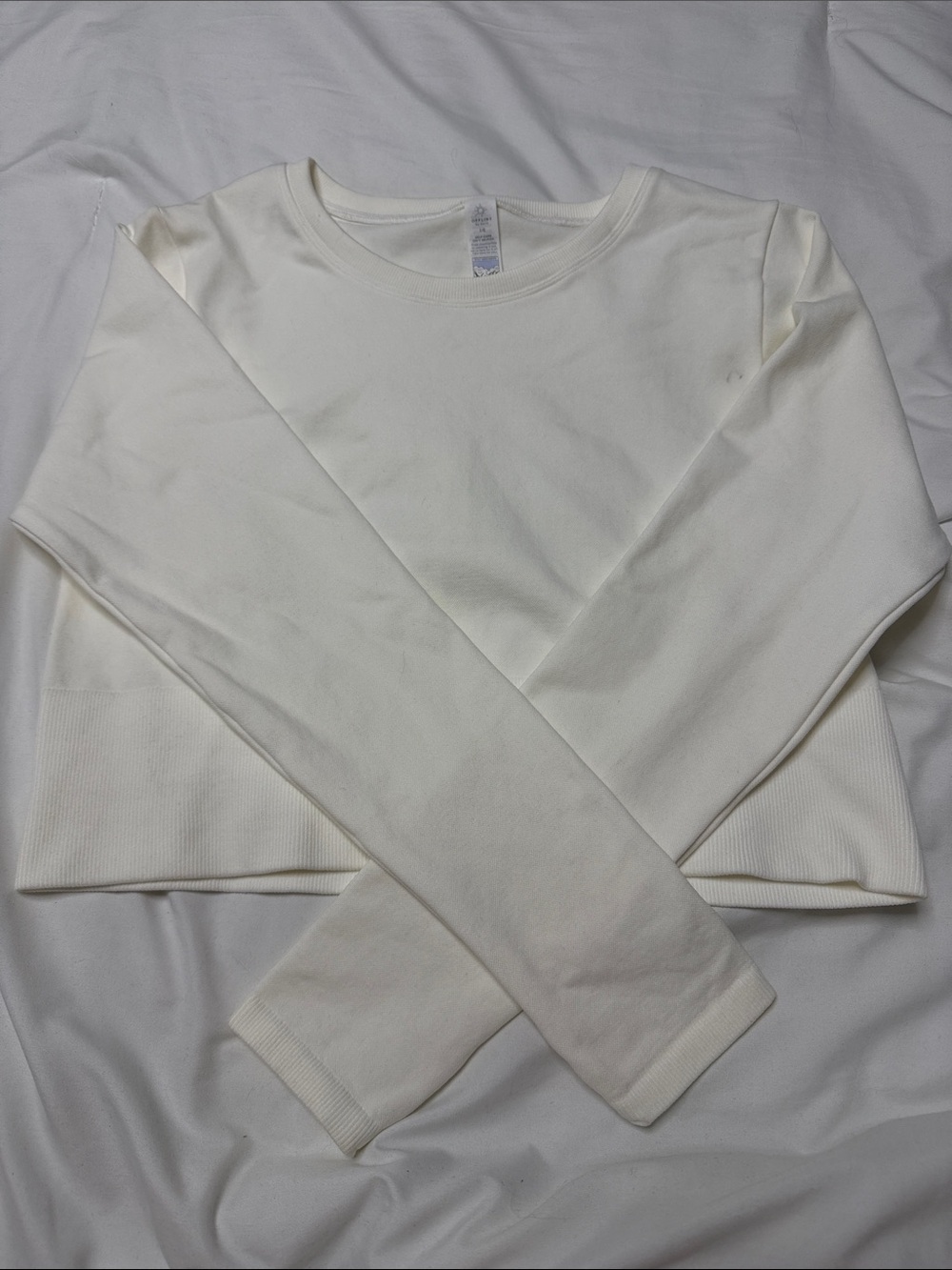 OFFELINE by Aerie Cropped Cream Long Sleeve Workout Shirt